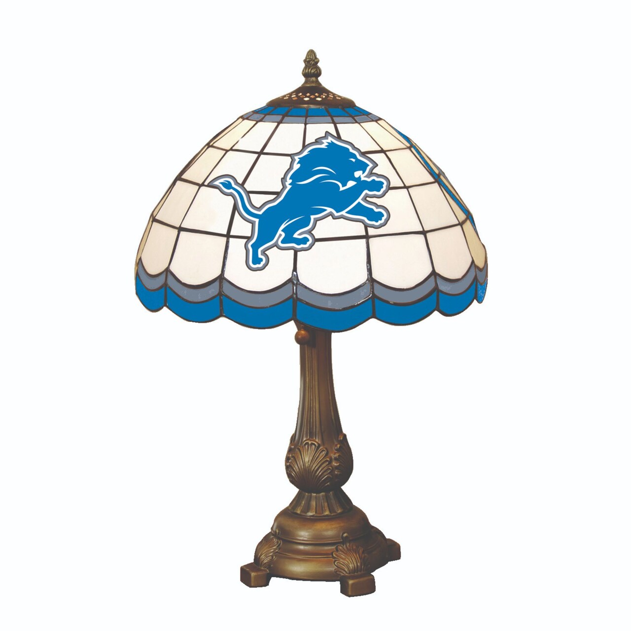 The Memory Company 19.5" White and Blue NFL Detroit Lions Tiffany Table Lamp